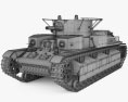 T-28中戦車 3Dモデル wire render