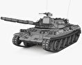 Type 74 Tank 3d model wire render