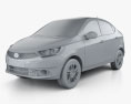 Tata Tigor 2020 3d model clay render