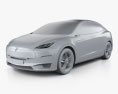 Tesla Model X Prototype 2017 3d model clay render