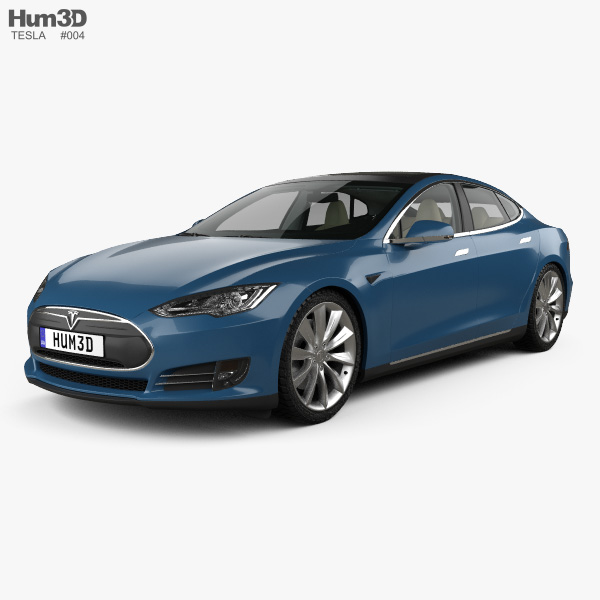 Tesla Model S con interni 2014 Modello 3D