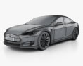 Tesla Model S with HQ interior 2017 3d model wire render