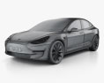 Tesla Model 3 原型 2016 3D模型 wire render