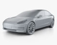 Tesla Model 3 プロトタイプの 2016 3Dモデル clay render