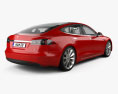 Tesla Model S 인테리어 가 있는 2015 3D 모델  back view