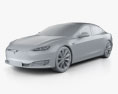 Tesla Model S mit Innenraum 2016 3D-Modell clay render