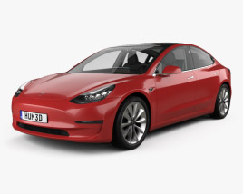 Tesla Model 3 mit Innenraum 2018 3D-Modell