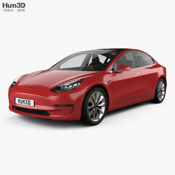 Tesla Model 3 带内饰 2018 3D模型