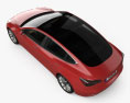 Tesla Model 3 з детальним інтер'єром 2021 3D модель top view