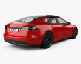 Tesla Model S Plaid 2022 3D-Modell Rückansicht