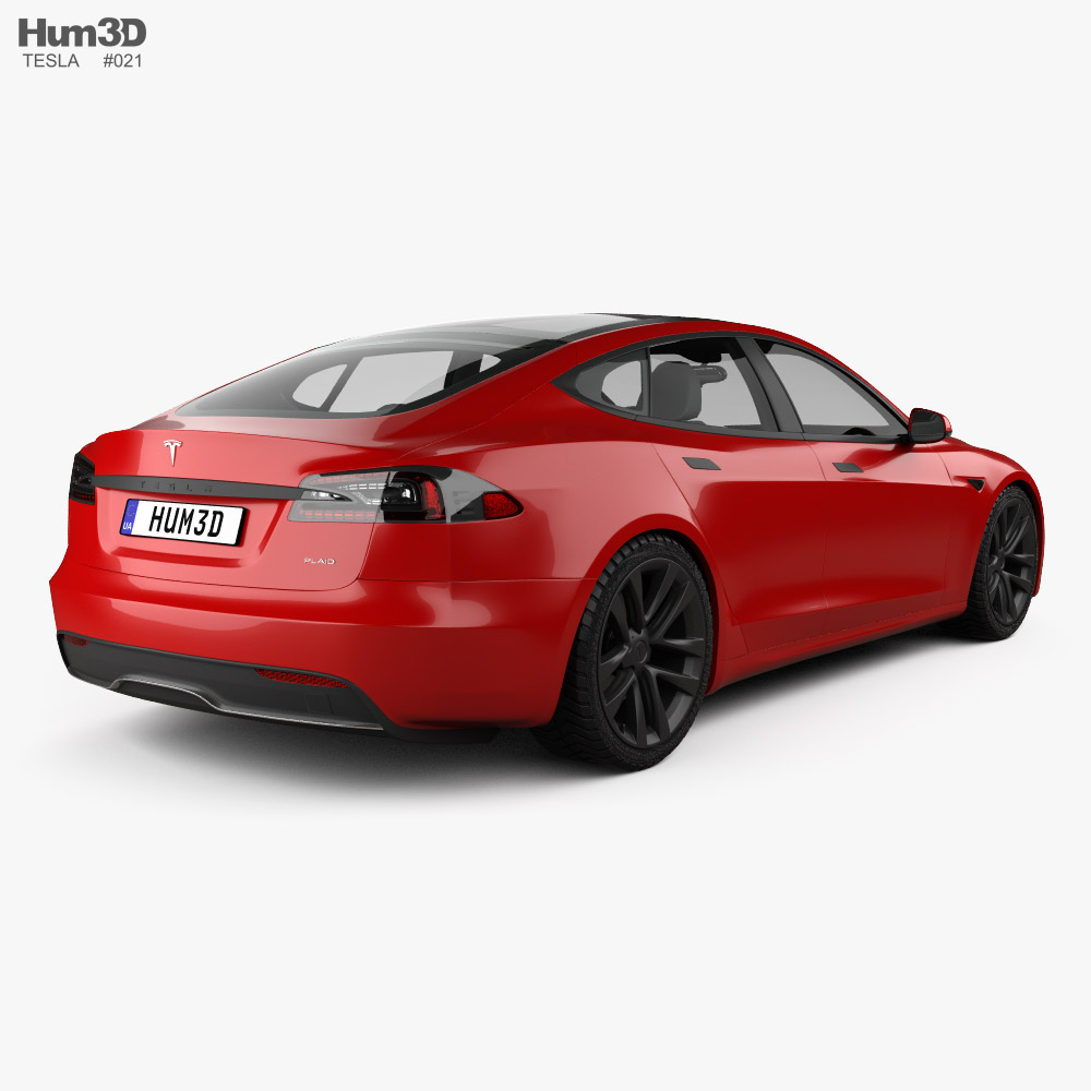 Tesla Model S Plaid 2022 3Dモデル 後ろ姿