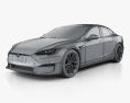 Tesla Model S Plaid 2022 3D模型 wire render
