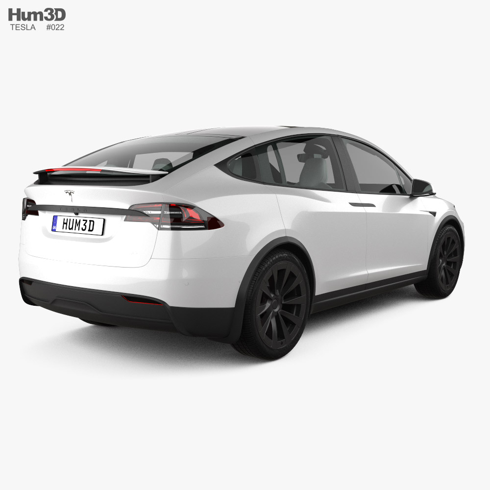 Tesla Model X com interior 2021 Modelo 3d vista traseira
