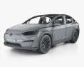 Tesla Model X com interior 2021 Modelo 3d wire render
