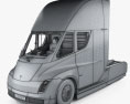 Tesla Semi Sleeper Cab Сідловий тягач з детальним інтер'єром та двигуном 2018 3D модель wire render