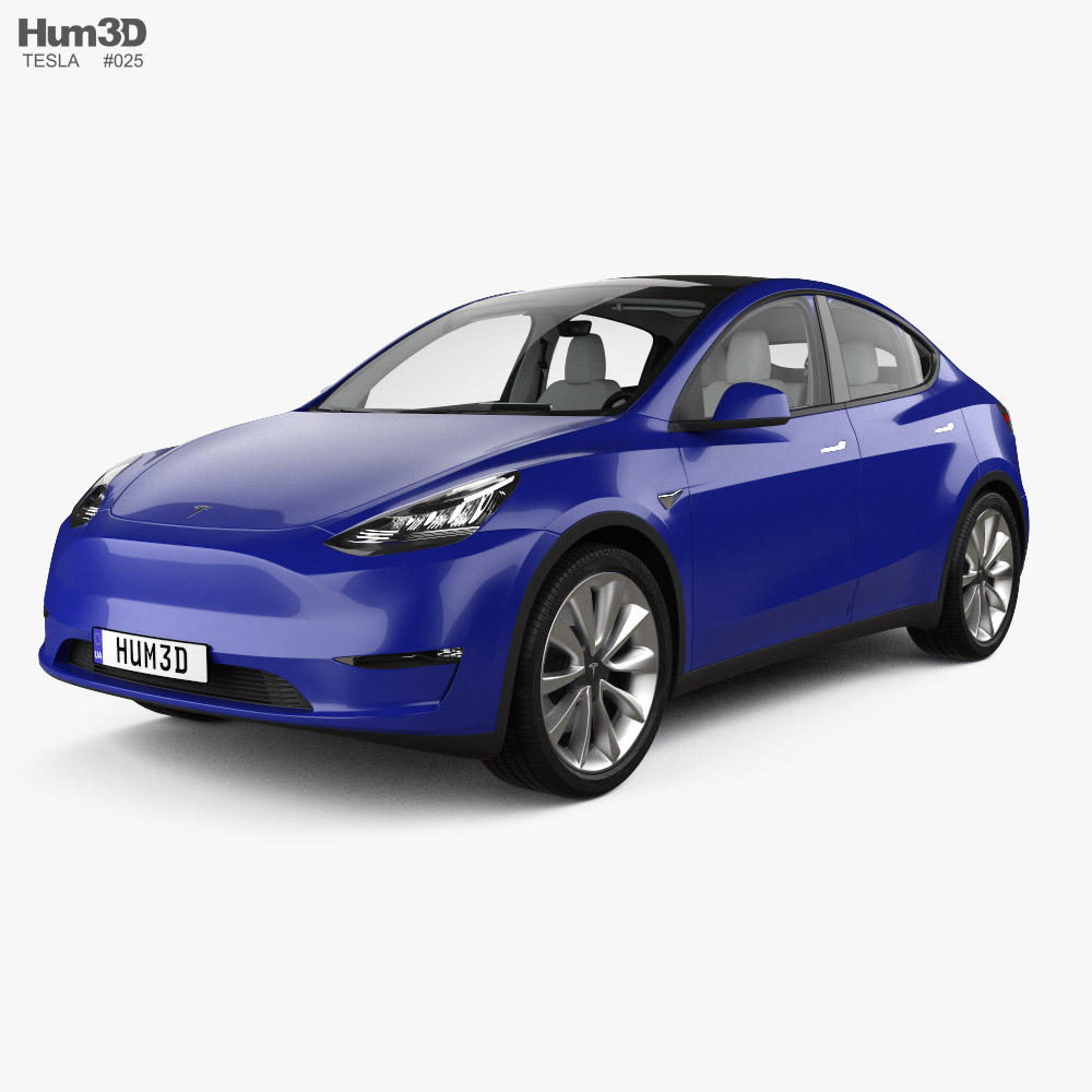 Tesla Model Y mit Innenraum 2022 3D-Modell