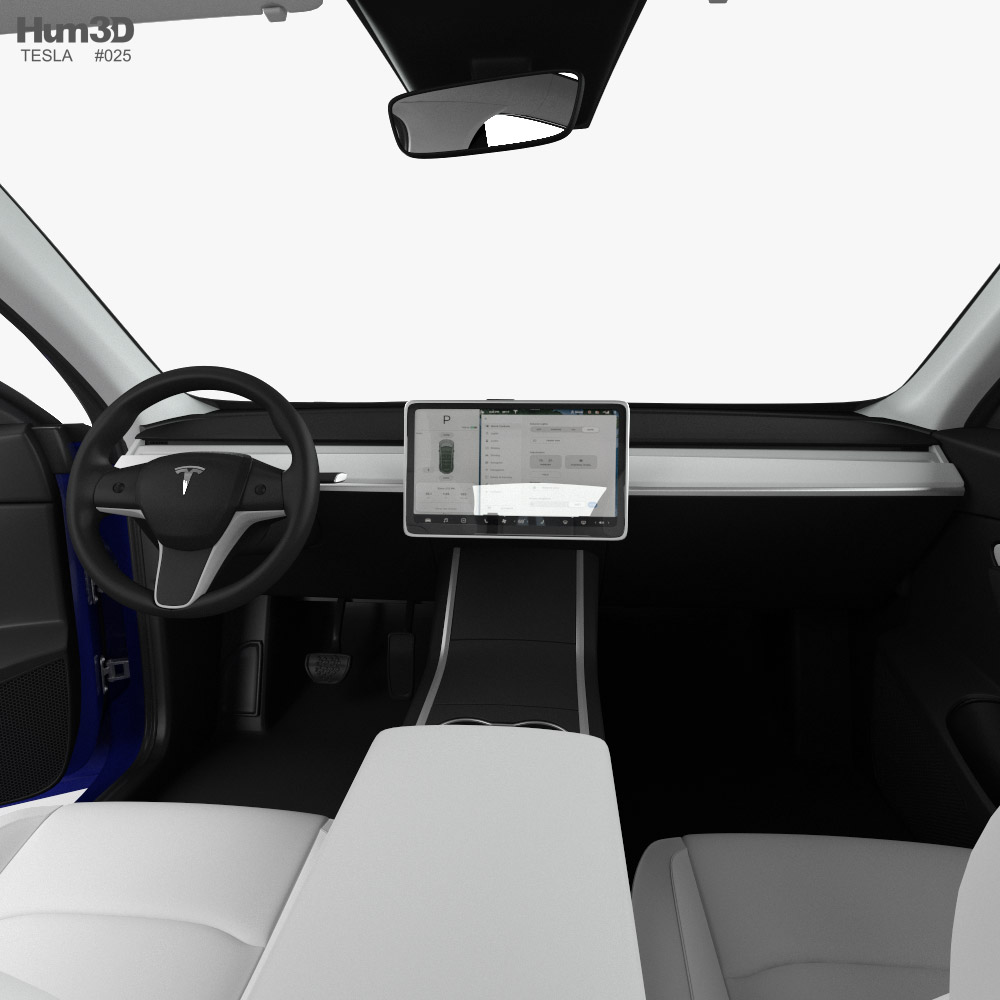 Tesla Model Y with HQ interior 2022 3D model Vehicles on Hum3D