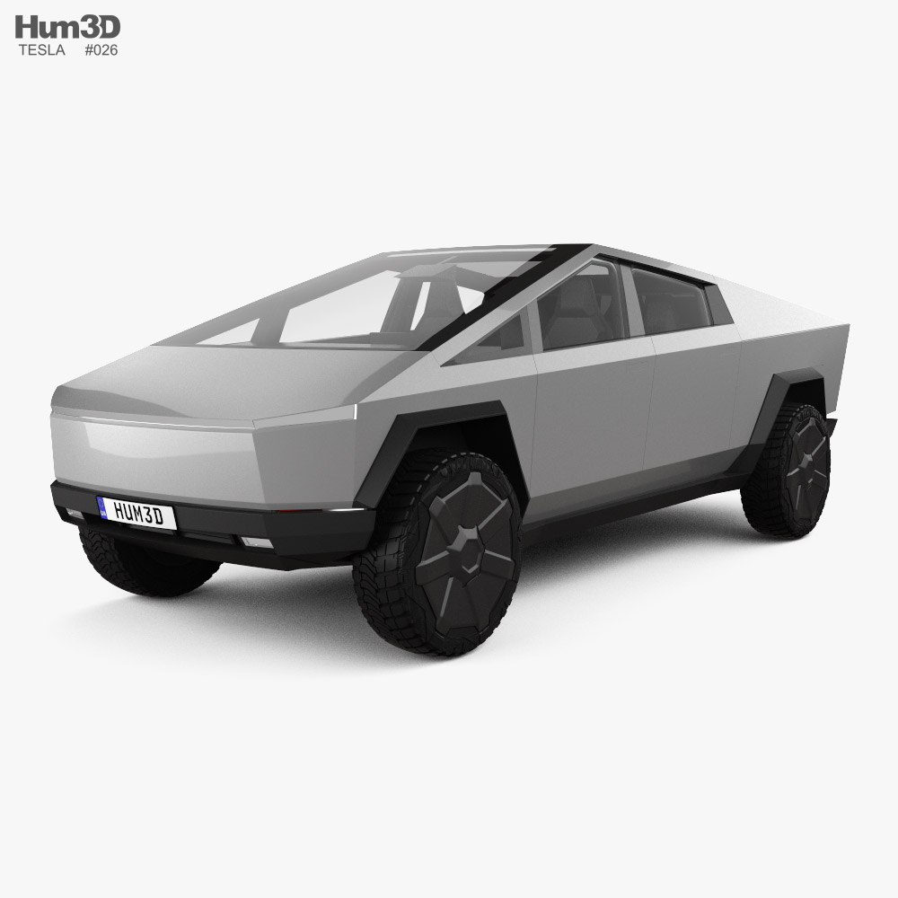 Tesla Cybertruck com interior 2022 Modelo 3d