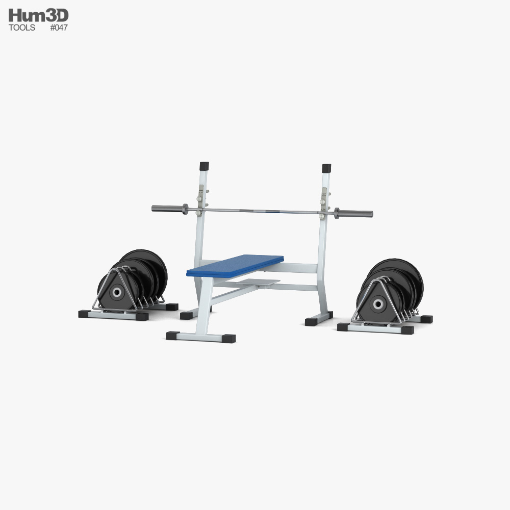 Hantelbank mit Gewichten 3D-Modell