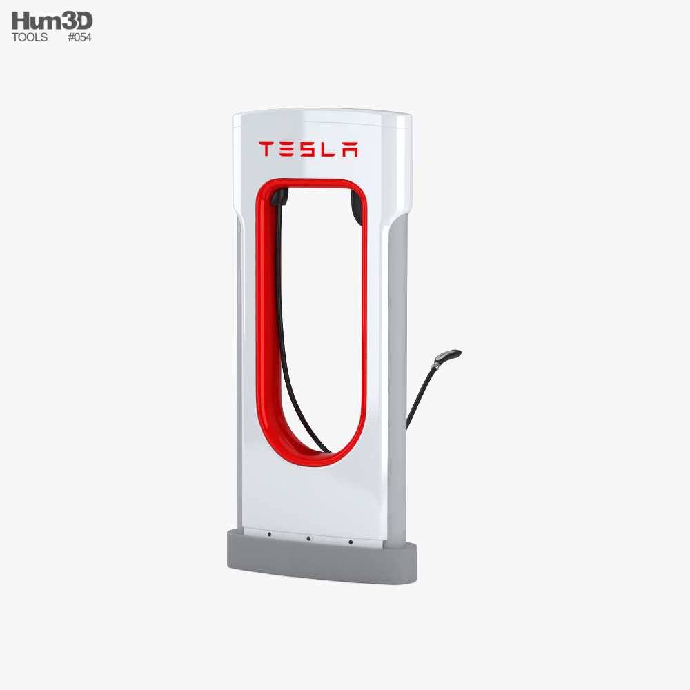 Tesla Supercharger with Open Charging Port Modèle 3d