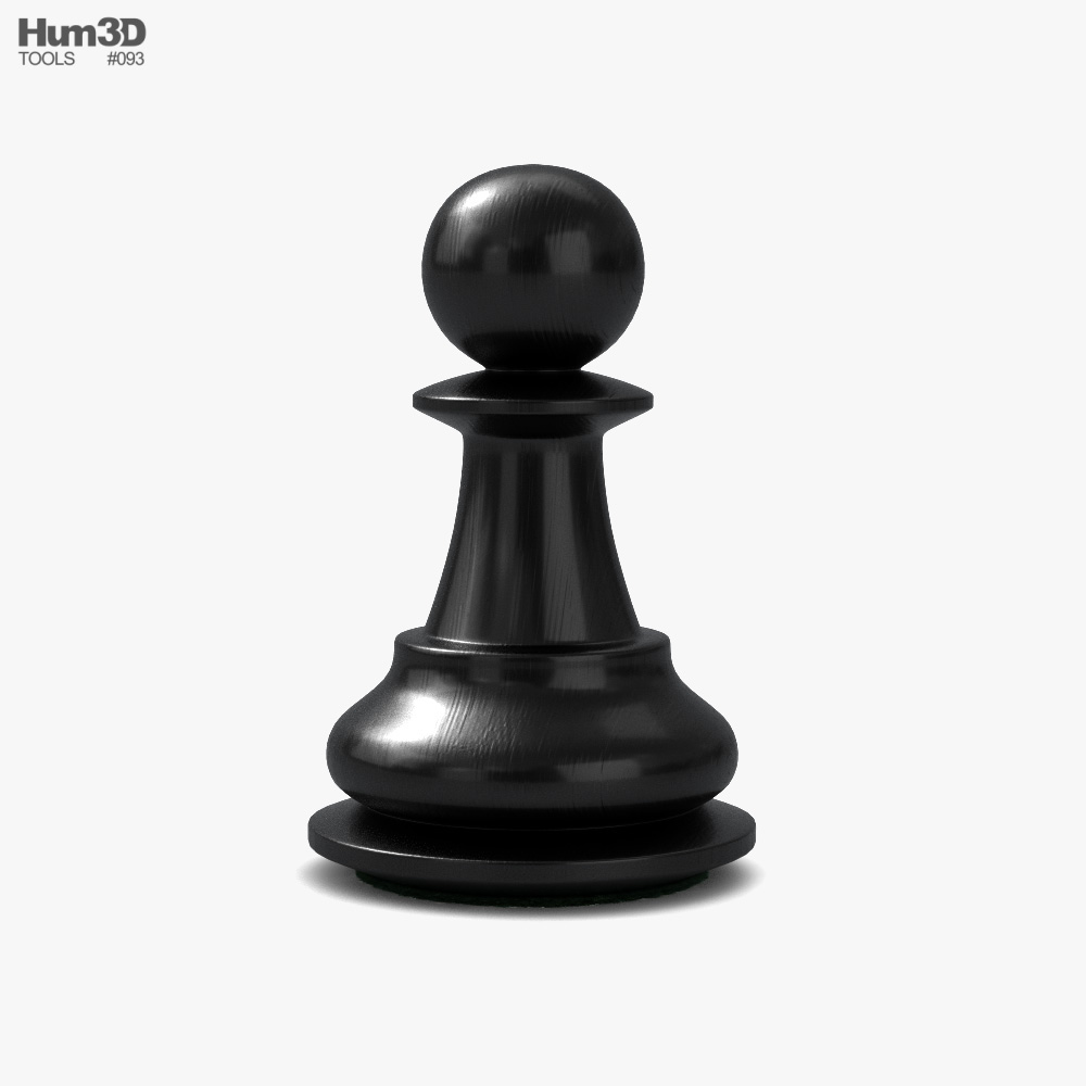 Шахова фігура Пішак Чорний колір 3D модель
