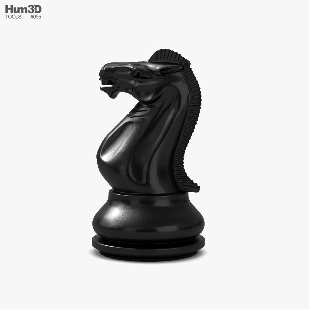 체스 말 나이트 블랙 색상 3D 모델 