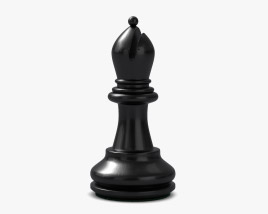 Шахова фігура Слон Чорний колір 3D модель
