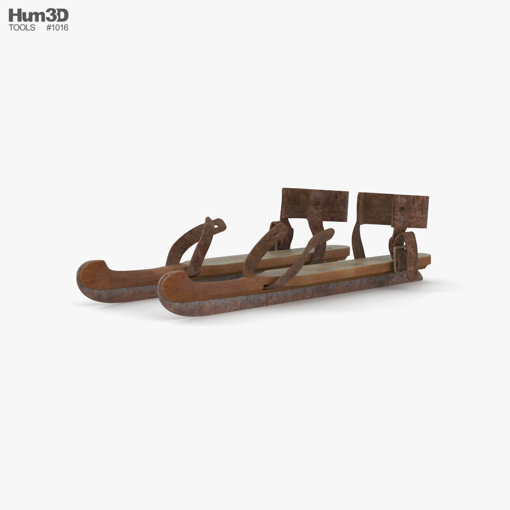 Dutch Old Wooden Skates 3D-Modell