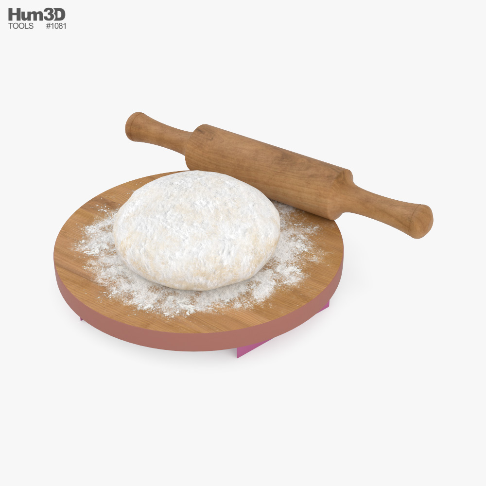 Rolling Pin and Dough 3D model