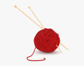 Hilo de lana con agujas de tricotar Modelo 3D