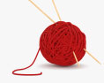 Hilo de lana con agujas de tricotar Modelo 3D
