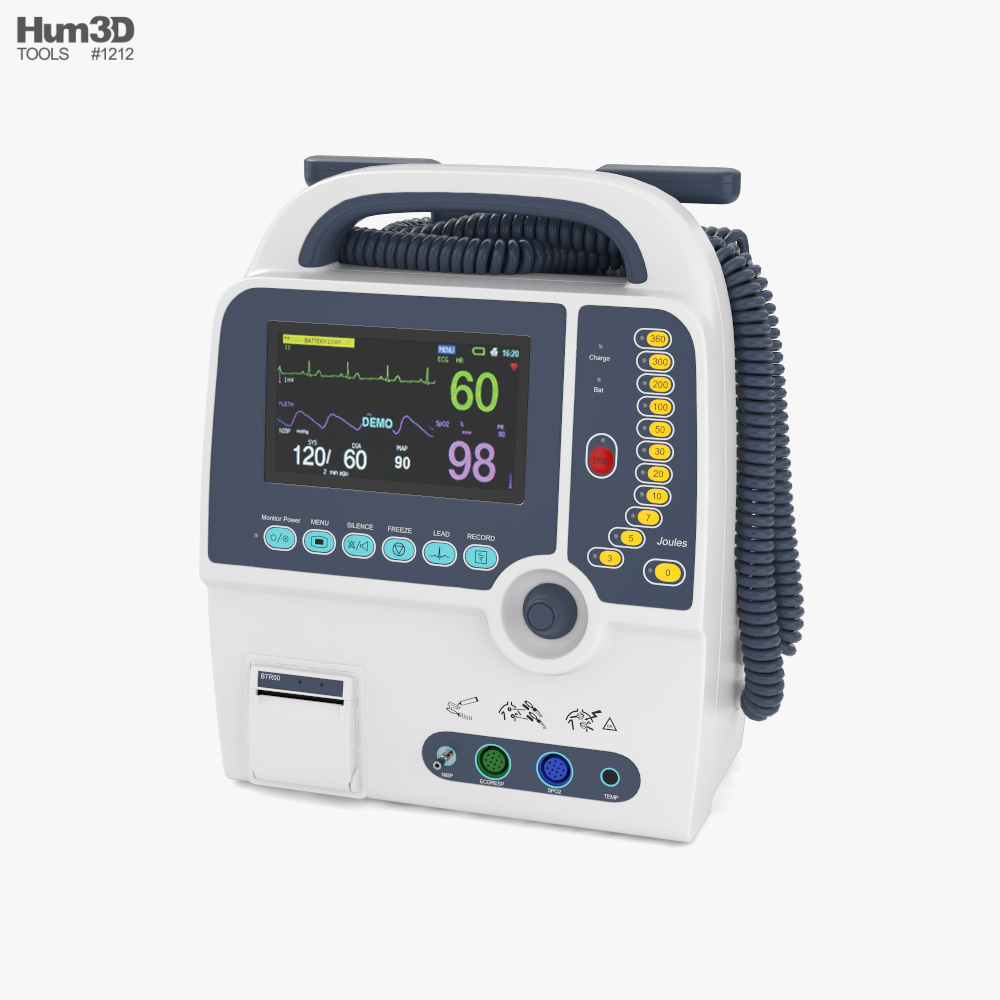 Defibrillator With ECG Monitor 3D model