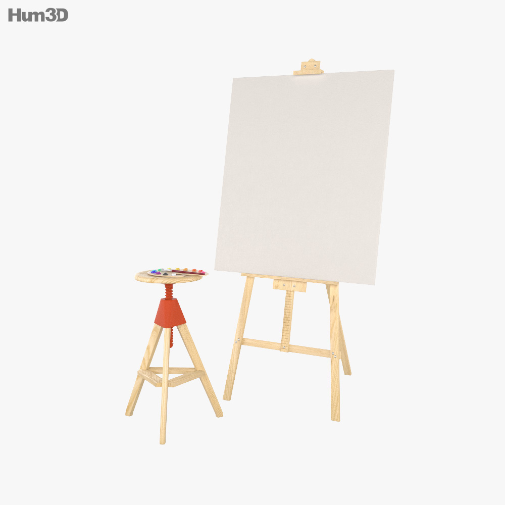 Easel with Painting Palette 3D model