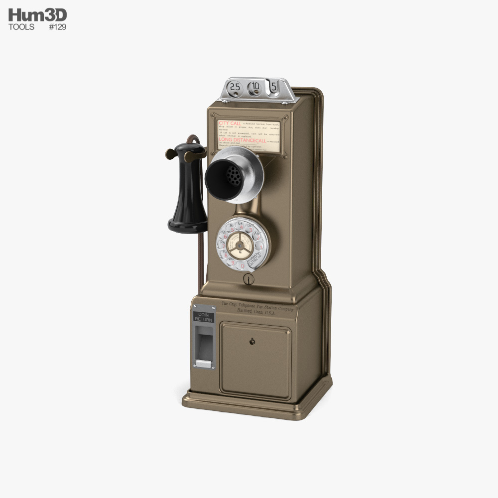 Antique Rotary Pay Phone 3D model