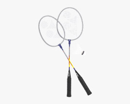Badmintonschläger und Federball 3D-Modell