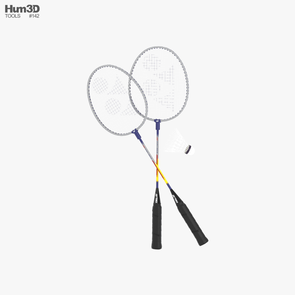Badminton Racket and Shuttlecock 3D model