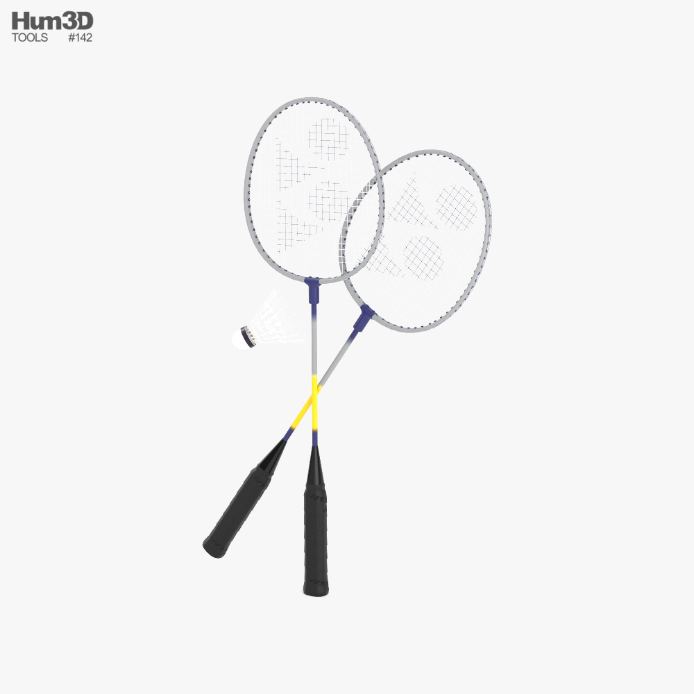 Badminton Racket and Shuttlecock 3d model