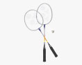 Badmintonschläger und Federball 3D-Modell