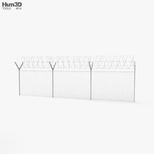 Barbed Wire Fence 3D model