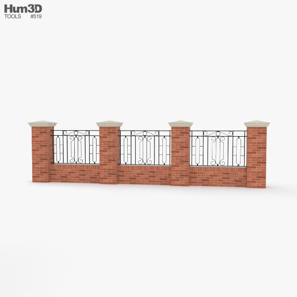 Brick Fence 3D model