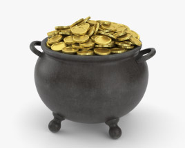 Pot with Gold Coins 3D model