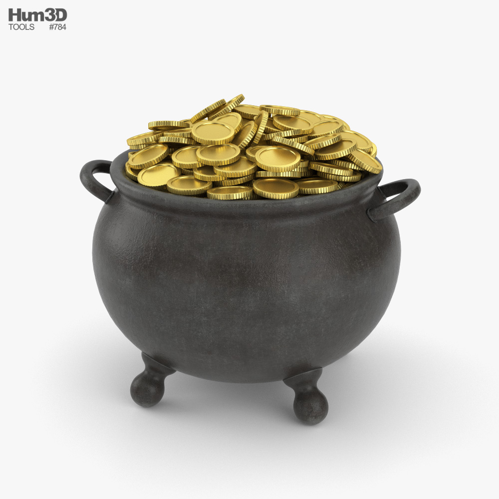 Pote com moedas de ouro Modelo 3d