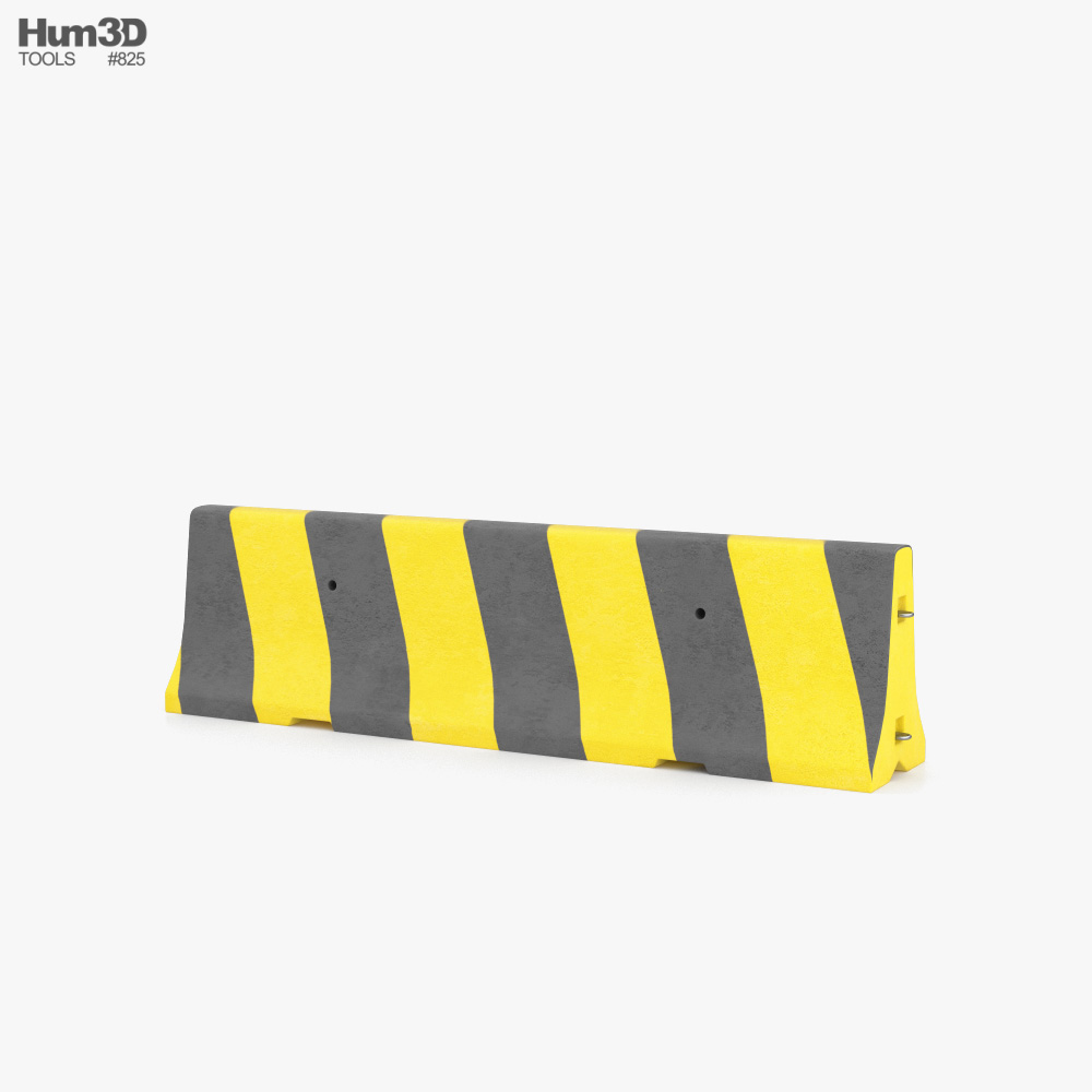 Concrete Barrier yellow-black 3D model