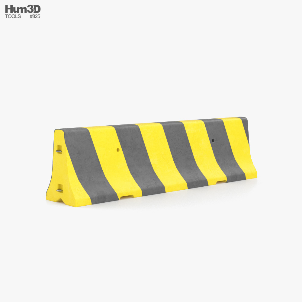 Concrete Barrier yellow-black 3d model