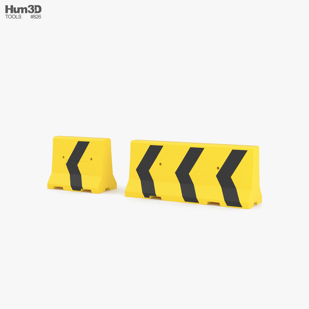 Concrete Barrier yellow-black Arrows 3D model