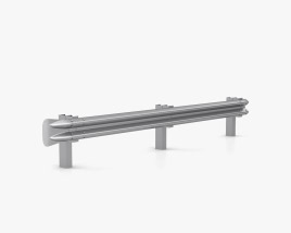 W-Beam Guardrail Barrier Ending 3D model