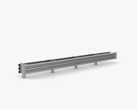 Thrie-Beam Guardrail Barrier Double Sides 3D model
