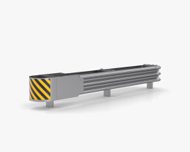 Thrie-Beam Guardrail Barrier Double Sides Ending 3D модель