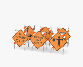 Roadwork Signs Set 3D model