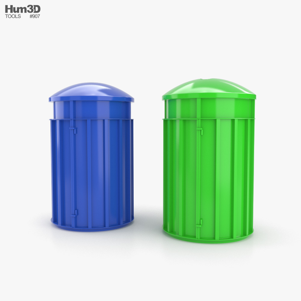 Recycling Trash Can NYC Style 3D model